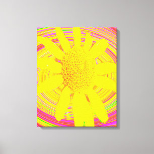 Toile Tournesol jaune sur une spirale psychédélique