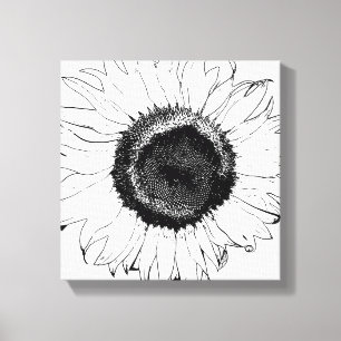 Toile Tournesol noir et blanc