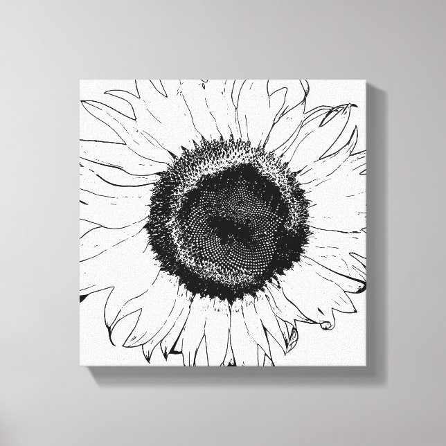 Toile Tournesol noir et blanc (Recto)