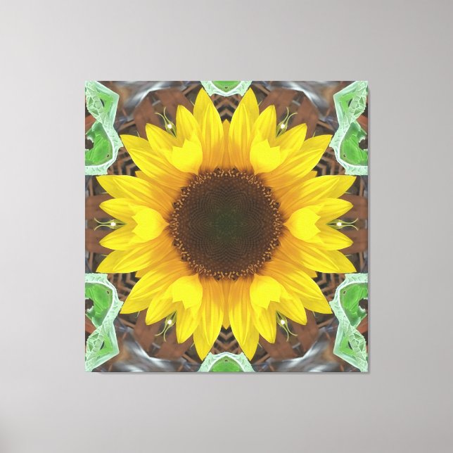 Toile Tournesol unique avec feuilles de menthe (Recto)