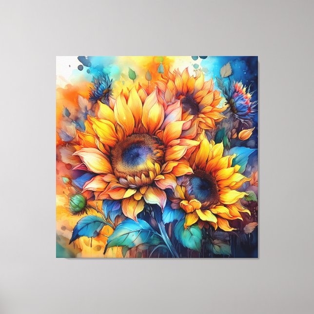 Toile Tournesols à l'aquarelle (Recto)