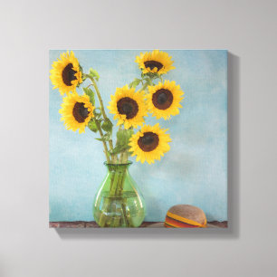 Toile Tournesols dans un vase sur une table
