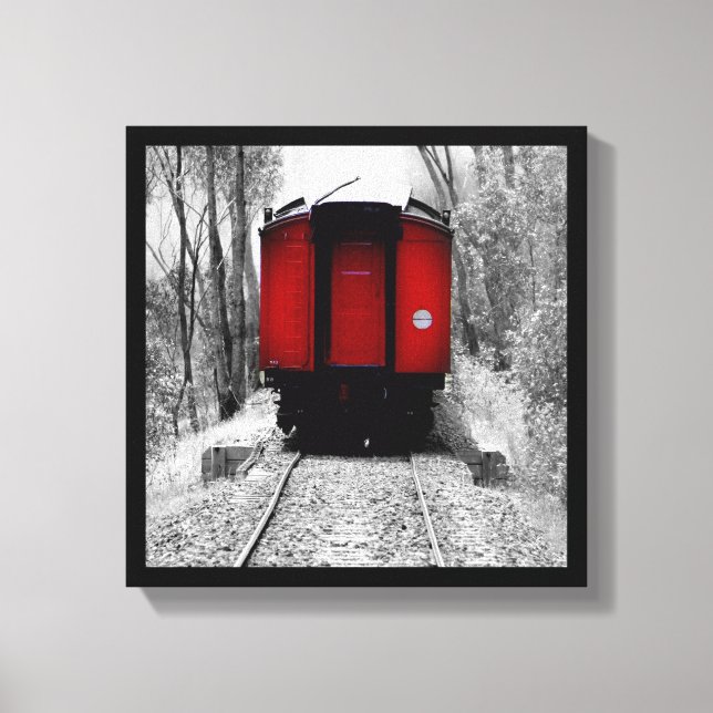 Toile Train démodé de vapeur avec la cambuse rouge (Recto)
