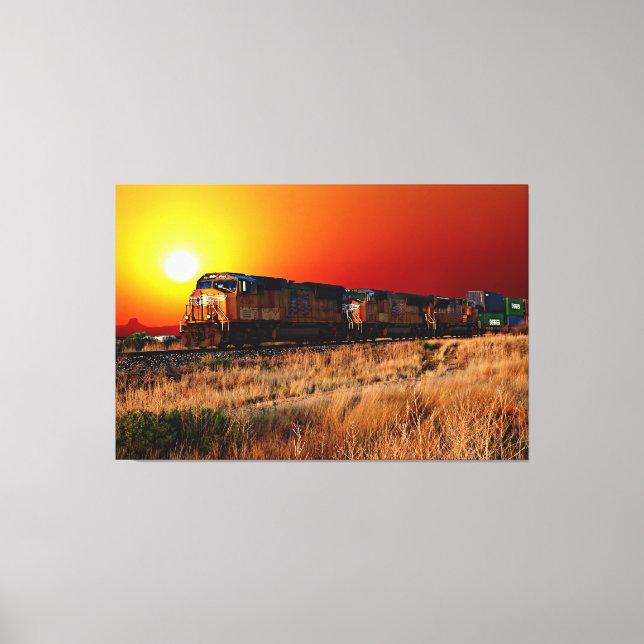 Toile Train Locomotive Diesel Sunset 60"x40" Large (Recto)
