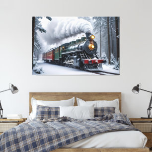 Toile Train neigeux dans le paysage hivernal
