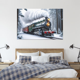 Toile Train neigeux dans le paysage hivernal