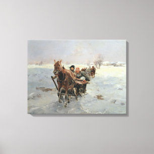 Toile Traîneaux dans un paysage d'hiver