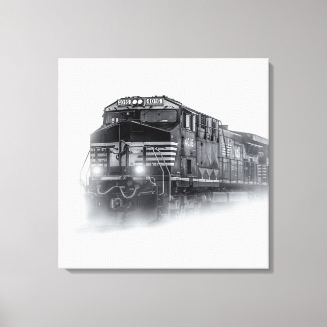 Toile Trains de train noir et blanc (Recto)