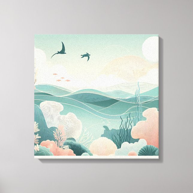 Toile Tranquil Ocean Wall Art – Coastal Beach Waves (Recto)