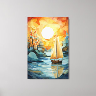 Toile Tranquillité d'automne : Aquarelle Abstraite autom