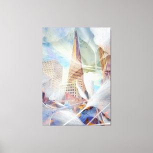 Toile TransAmerica avec superposition de Feuilles Gingko