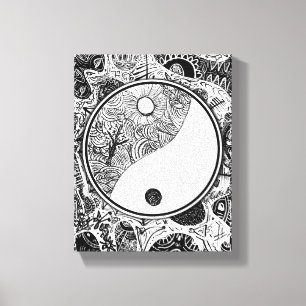 Toile Travail de ligne circulaire alternative Yin Yang
