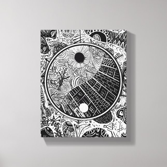 Toile Travail de ligne circulaire Phrame Yin Yang (Recto)