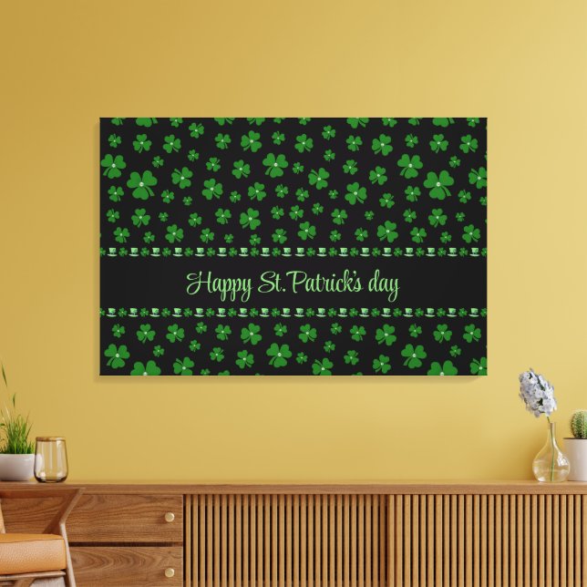 Toile Trèfle personnalisé de la Saint-Patrick sur fond n (Insitu(Salon))