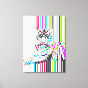 Toile trendy coloré vibrante rayures de néon tigre dou
