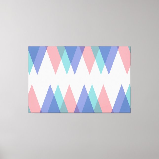 Toile Triangles bleu et corail (Recto)