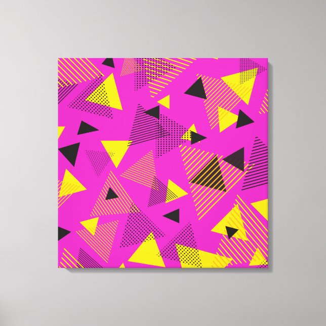 Toile Triangles d'art moderne Abstrait violet jaune noir (Recto)