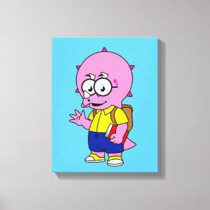 Toile Tricératops Nerd Avec Sac À Dos Et Manuel.