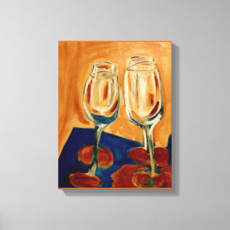 Toile Trinquer avec quatre verres à vin