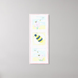 Toile Trio d'abeilles aux fleurs