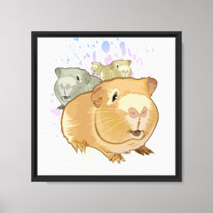 Toile Trio de cochons d'Inde colorés Éclaboussure de pei