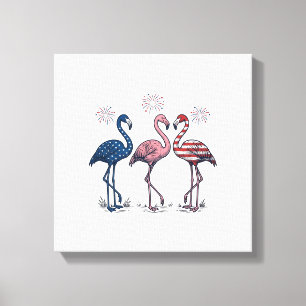 Toile Trio de flamants patriotiques dessin de gravure vi