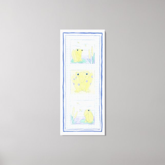 Toile Trio de grenouilles sur En vichy tissu (Recto)