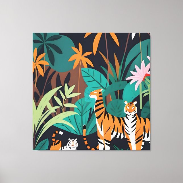 Toile Trio de tigres tropicaux (Recto)