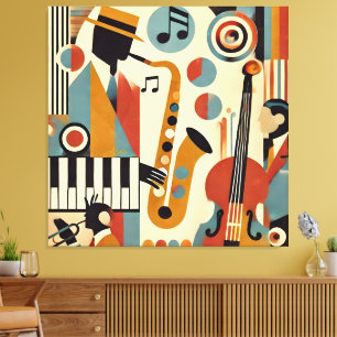 Toile Trio minimaliste moderne de l'ère du jazz du milie
