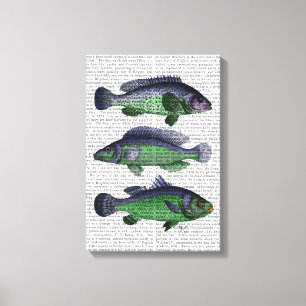 Toile Trio poisson bleu et vert