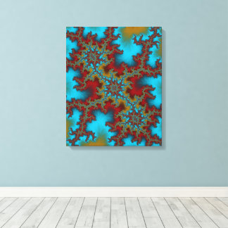 Toile Triple menace Bleu et Rouge Abstrait Fractal Art