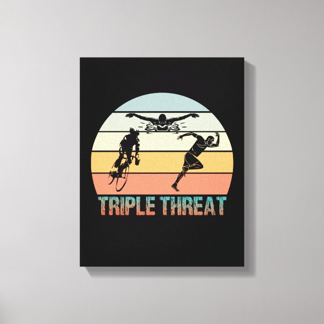 Toile Triple Menace - Coucher de soleil de triathlon (Recto)