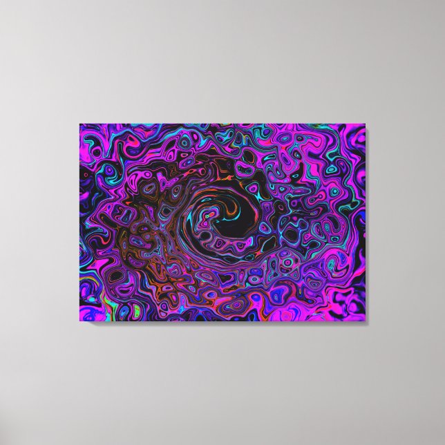 Toile Trippy Black et Magenta Retro Liquid Swirl (Recto)