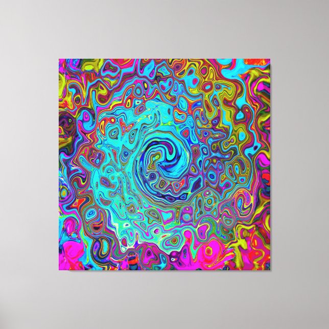 Toile Trippy Sky Blue Abstrait Retro Liquid Swirl (Recto)