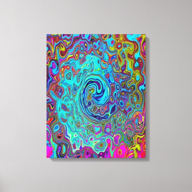 Toile Trippy Sky Blue Abstrait Retro Liquid Swirl (Recto)