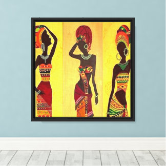 Toile Triptyque de l'héritage africain : Femmes tribales