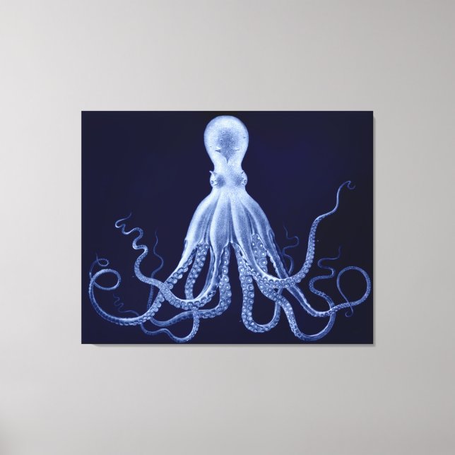 Toile Triptyque Octopus surdimensionné en bleu (Recto)