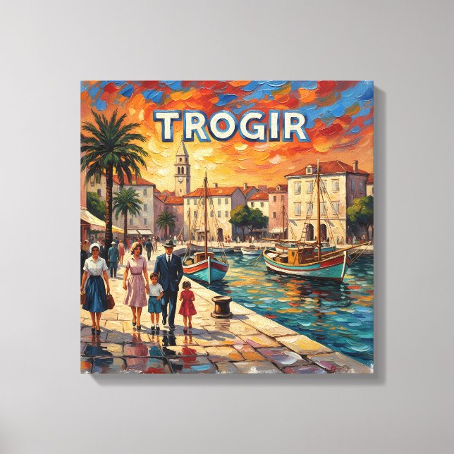 Toile Trogir Waterfront Sunset Promenade Canvas (Recto)