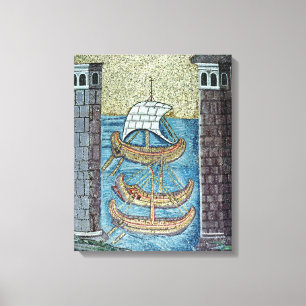 Toile Trois bateaux entrant dans le port de Ravenne