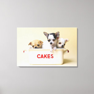 Toile Trois chiots de chiwawa en étain de gâteau