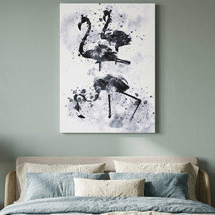 Toile Trois flamants rose et blanc aquarelle