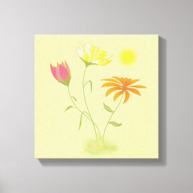 Toile Trois fleurs au soleil - transparentes. (Recto)