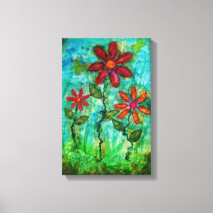 Toile Trois fleurs par art de médias mélangés de Heat