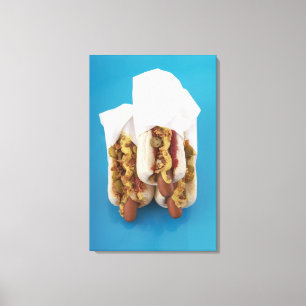 Toile Trois hot dogs en petits pains