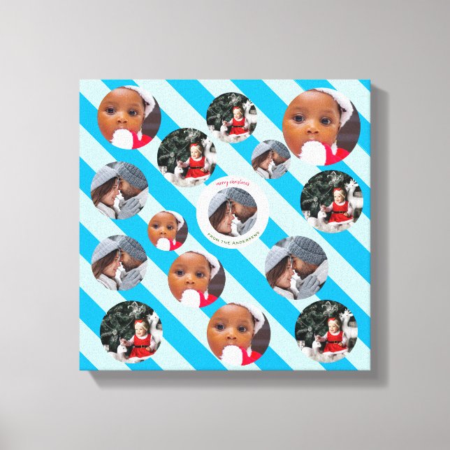 Toile Trois photos personnalisées Bleu Bleu Fab Noël (Recto)