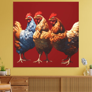 Toile Trois-Poules-Françaises À Plumage Brun