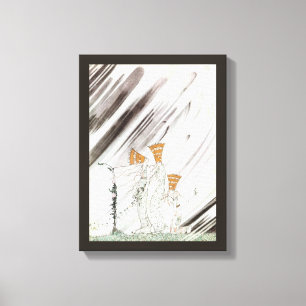 Toile Trois princesses en montagne bleue par Kay Nielsen