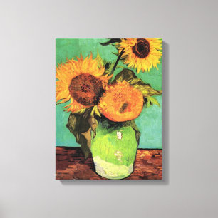 Toile Trois tournesols dans un vase par Vincent van Gogh