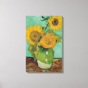 Toile Trois tournesols dans un Vase, Vincent van Gogh.
