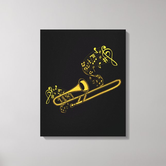 Toile Trombone Player Brass Music Instrument Big Band (Recto)